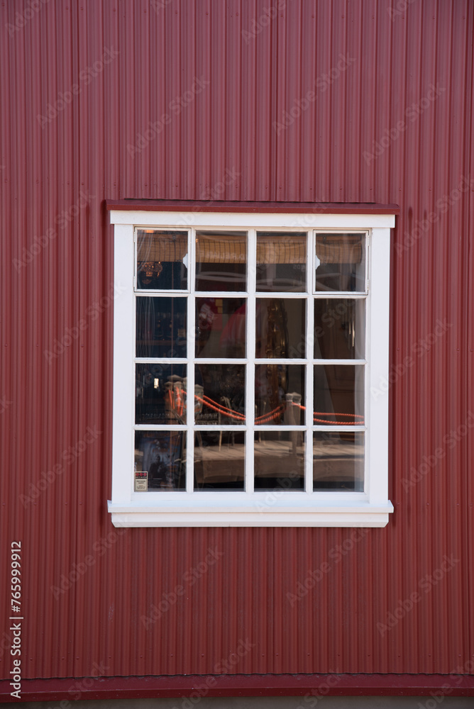 White windows at old red house in Iceland White windows at old red house in Iceland