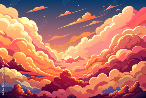 Vector de nubes al atardecer
