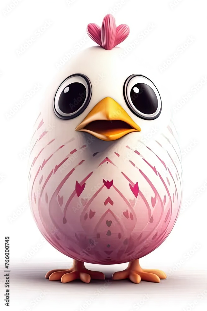 Naklejka premium a white and pink bird with big eyes