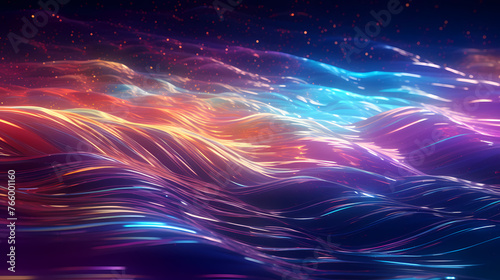 Abstract geometric background, technical lines background and light effects, 3D rendering