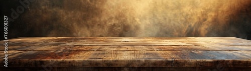 Blender 3D of a long wood table for extended product display linear arrangement photo