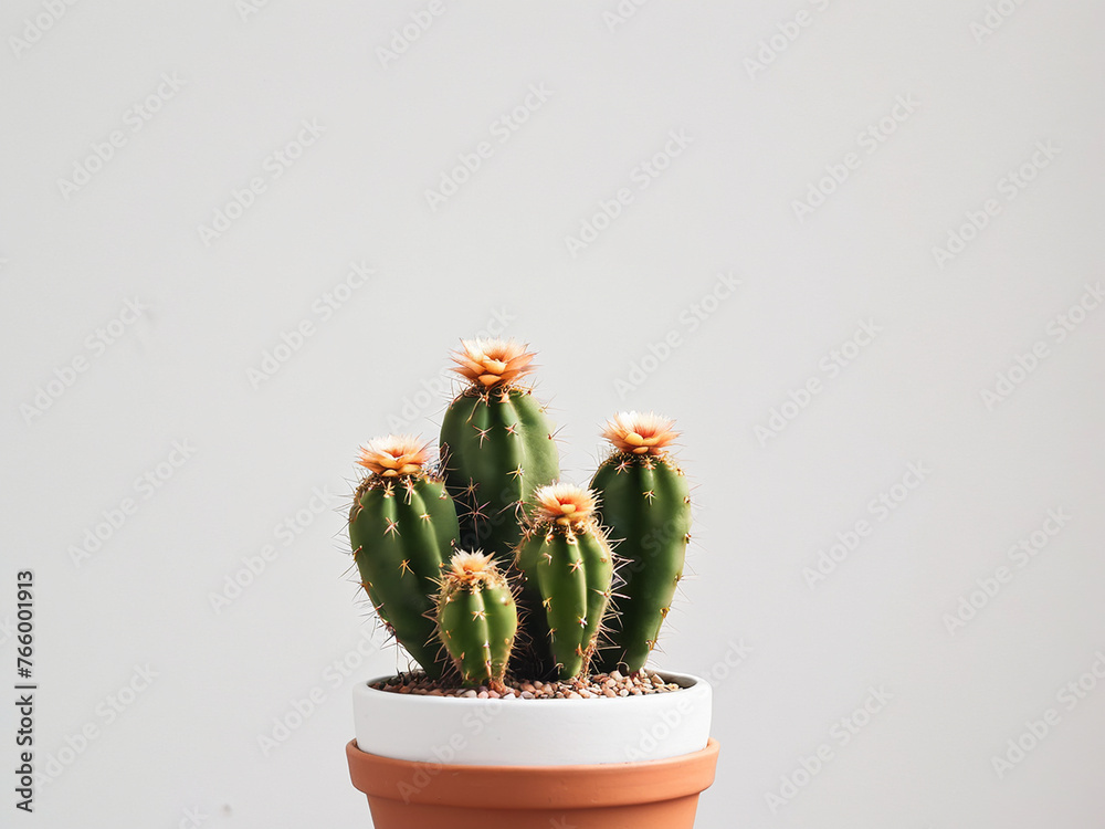 small cacti with a white wall background - generated by ai small cacti with a white wall background - generated by ai