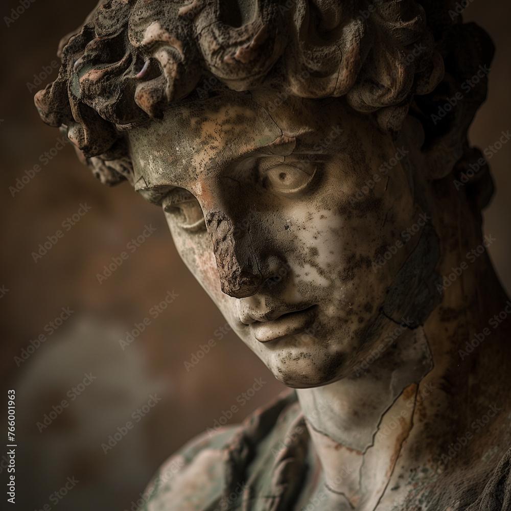 Ancient Statue Portrait with Artistic Shadows