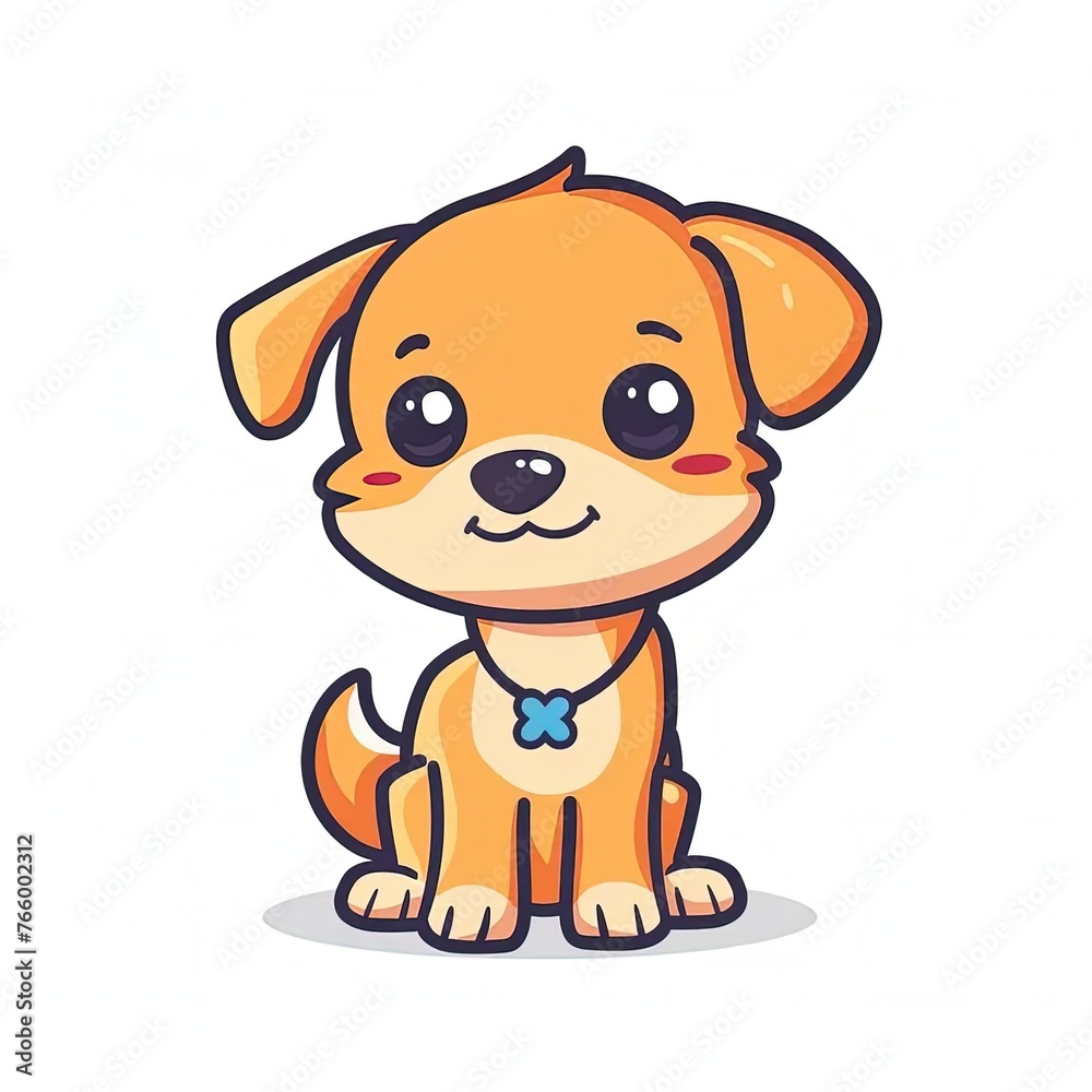 a cartoon dog with a collar sitting down
