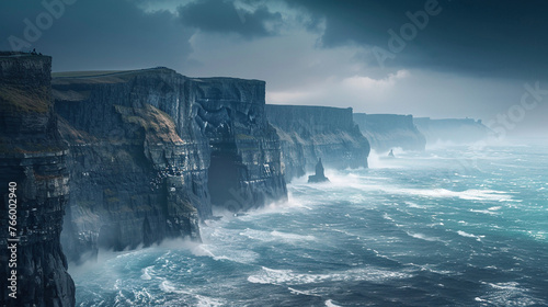 Majestic Coastal Cliffs with Towering Rock Formations