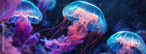 Luminous Jellyfish Dance in the Depths of the Ocean 