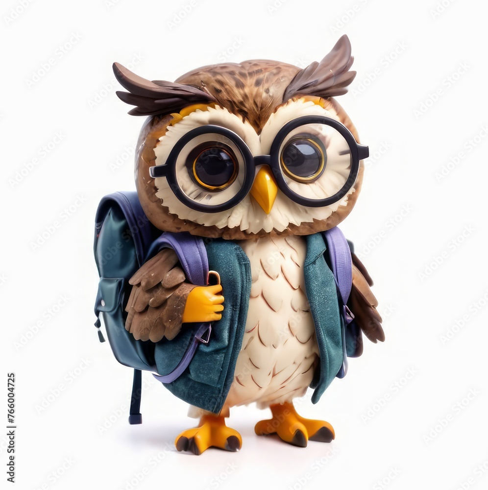 Back-to-School Owl with Backpack and Glasses