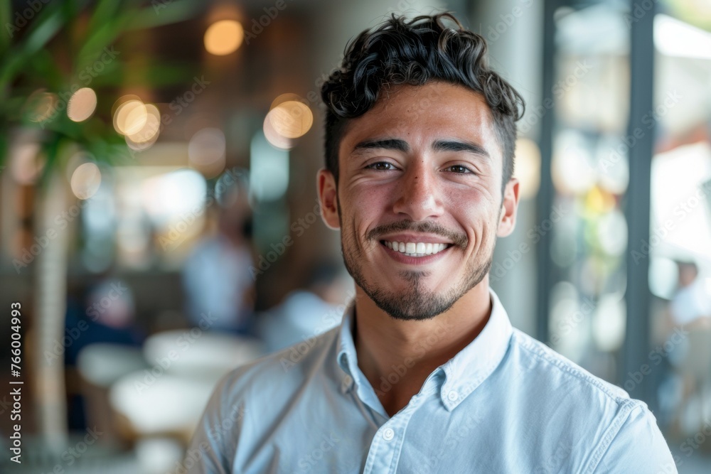 A man with a beard and a smile is posing for a picture A man with a beard and a smile is posing for a picture