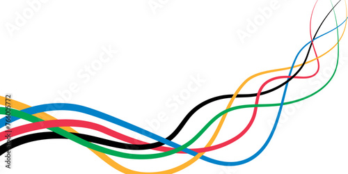 Abstract wavy stripes isolated on a transparent background. Olympic games banner. Vector illustration