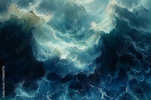 Contemporary Ocean Waves: Fluid Forms in Abstract Ink Art photo