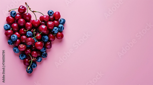 red and blue barries  beads on pink photo