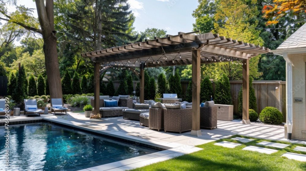 Modern backyard with a pool