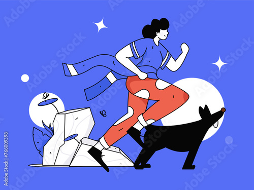 People exercising healthy running vector internet operation illustration
