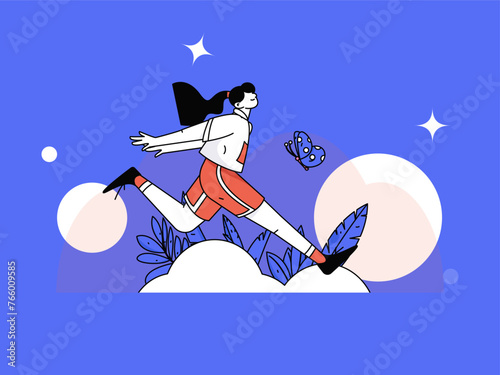 People exercising healthy running vector internet operation illustration
