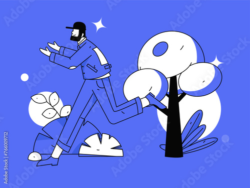 People exercising healthy running vector internet operation illustration

