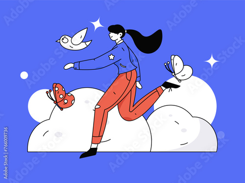 People exercising healthy running vector internet operation illustration
