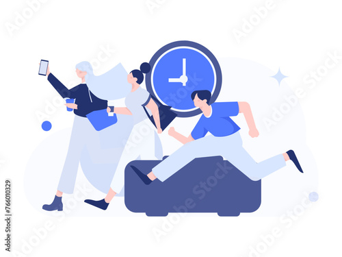 People exercising healthy running vector internet operation illustration
