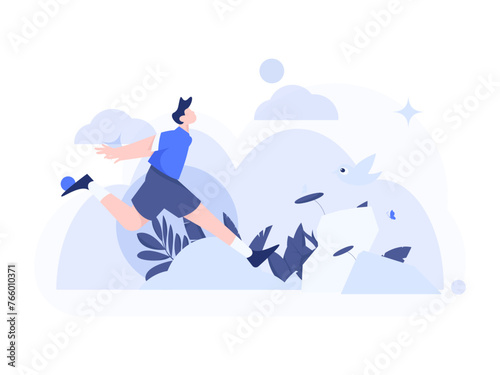 People exercising healthy running vector internet operation illustration
