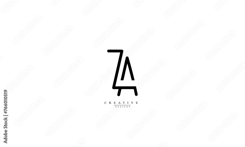 Obraz premium Alphabet letters Initials Monogram logo ZA AZ Z A 