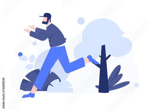 People exercising healthy running vector internet operation illustration
