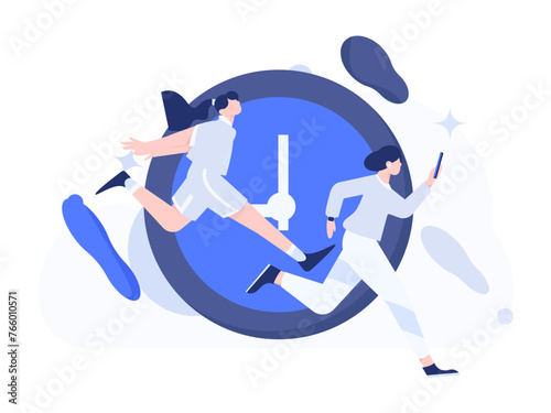 People exercising healthy running vector internet operation illustration

