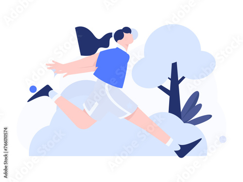 People exercising healthy running vector internet operation illustration
