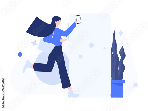 People exercising healthy running vector internet operation illustration
