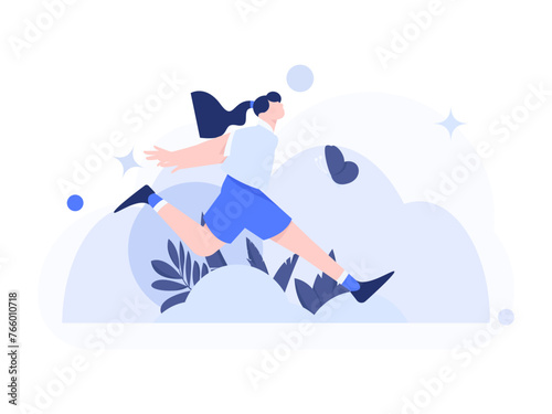 People exercising healthy running vector internet operation illustration

