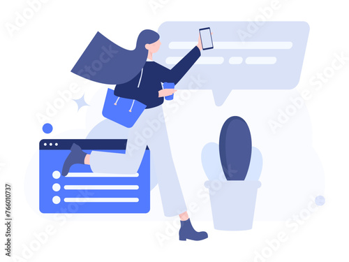 People exercising healthy running vector internet operation illustration
