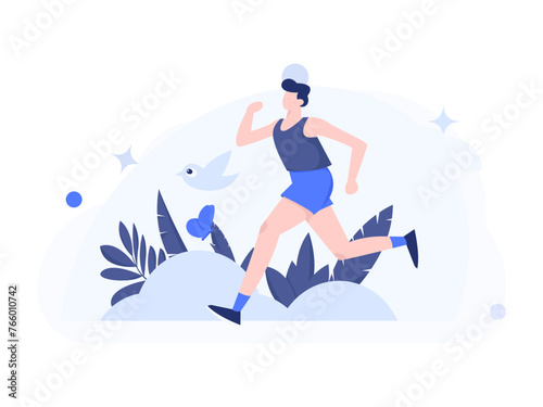 People exercising healthy running vector internet operation illustration

