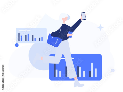 People exercising healthy running vector internet operation illustration

