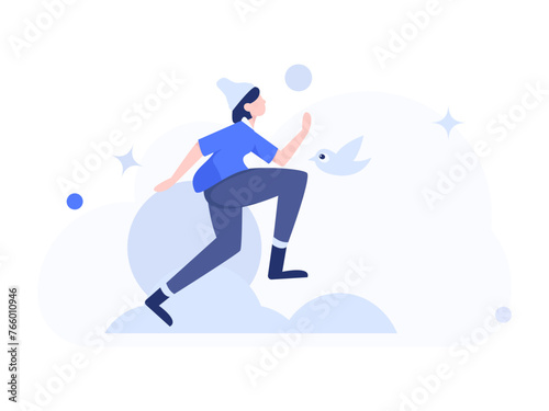 People exercising healthy running vector internet operation illustration
