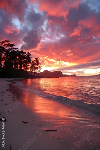 Beautiful Tropical Island Beach Sunset
