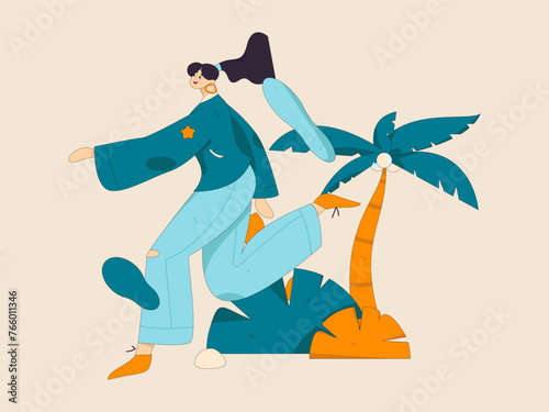 People exercising healthy running vector internet operation illustration

