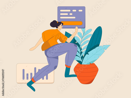People exercising healthy running vector internet operation illustration
