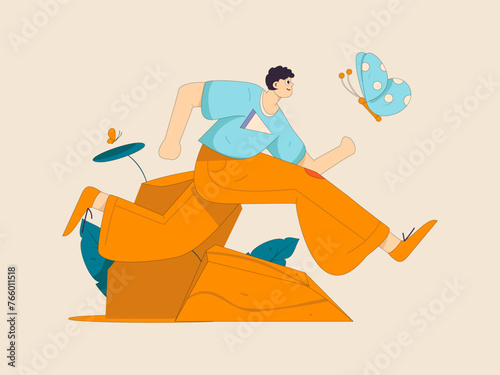 People exercising healthy running vector internet operation illustration
