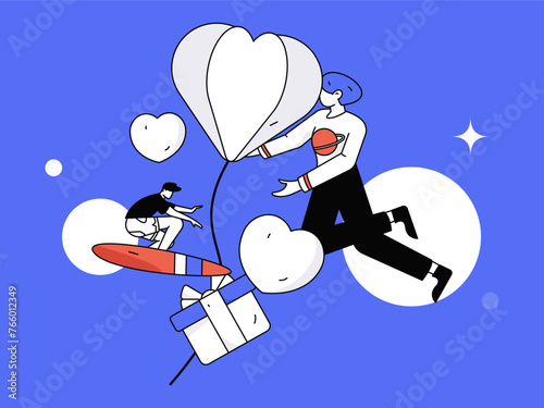 Happy Valentine's Day flat character vector concept business hand drawn illustration
