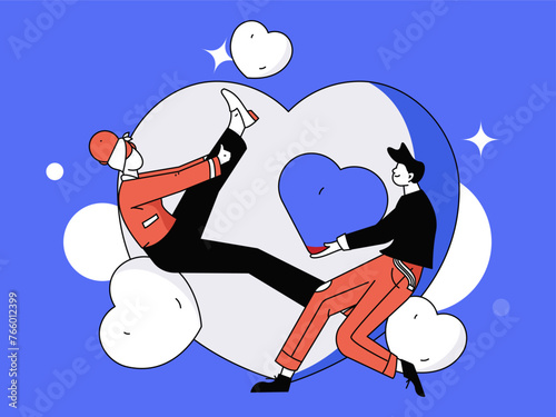 Happy Valentine's Day flat character vector concept business hand drawn illustration
