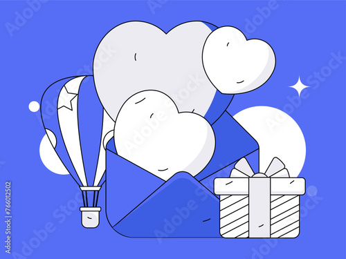 Happy Valentine's Day flat character vector concept business hand drawn illustration
