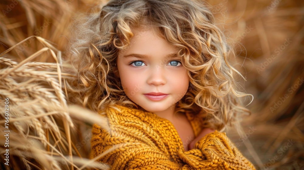 Joyful kid with beautiful curly hair smiling happily, looking directly at the camera Joyful kid with beautiful curly hair smiling happily, looking directly at the camera