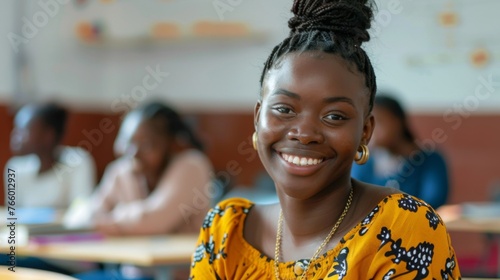 Portrait of a student in a classroom
