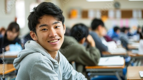 Portrait of a student in a classroom 