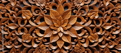 Carved Wood Texture. Intricate Wood Carving Design
