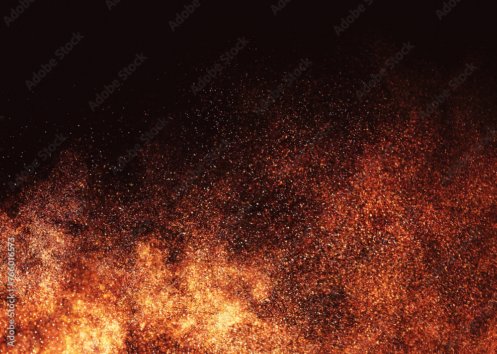 Abstract colored dust explosion on a black background. Design element. Abstract texture