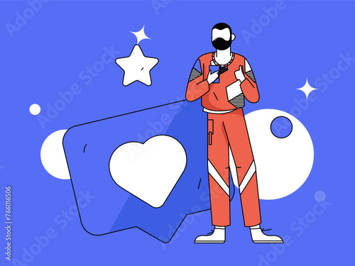 Virtual characters social communication concept business flat vector hand drawn illustration
