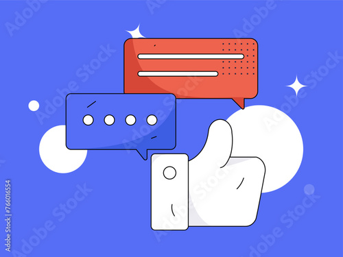 Virtual characters social communication concept business flat vector hand drawn illustration
