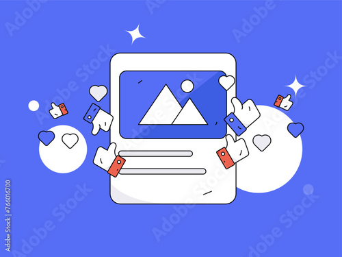 Virtual characters social communication concept business flat vector hand drawn illustration
