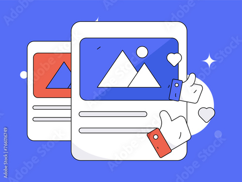 Virtual characters social communication concept business flat vector hand drawn illustration
