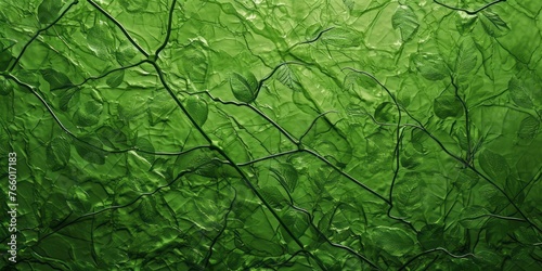 With intertwined networks, a green background with leaves, light-filled landscapes.