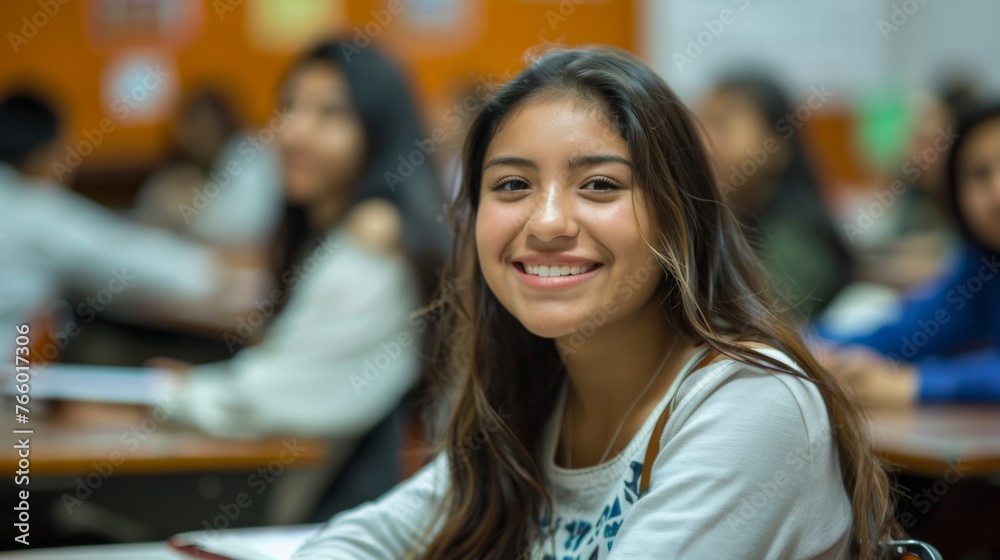 Portrait of a student in a classroom Portrait of a student in a classroom